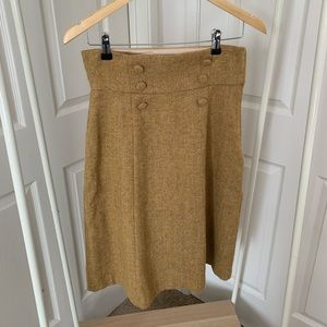 ModCloth Size 6 Mustard Herringbone Design Full Skirt